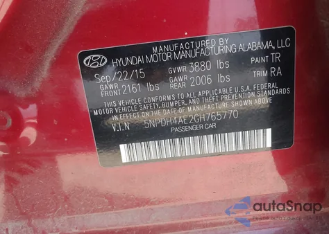 2016 Hyundai Elantra Se из США, поврежденный, VIN 5NPDH4AE2GH765770